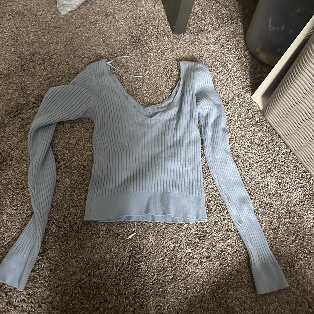 Blue Garage Fitted Crop Top